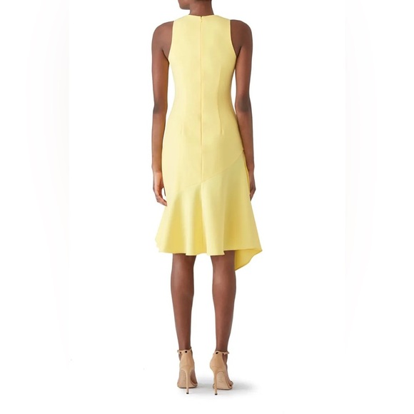 THEIA lemon ruffle yellow asymmetric midi dress 22768 - Picture 3 of 16